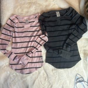 2 PINK long sleeve thermal shirts size s